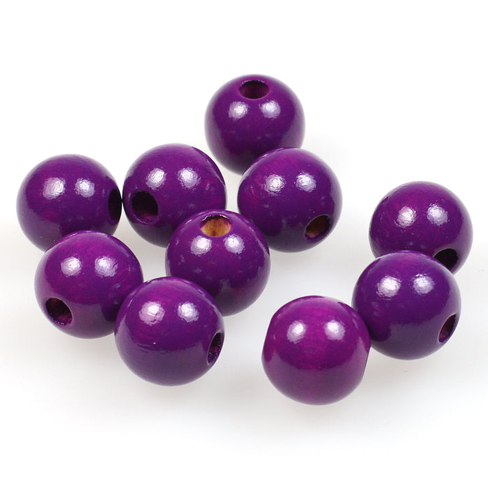 Träpärlor, 12mm, plommon, 35st