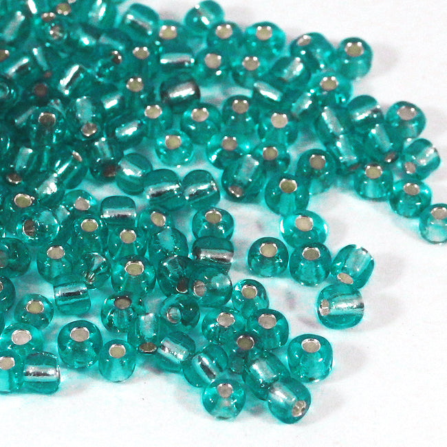 Seed Beads, 4mm, silverlined turkos, 30g