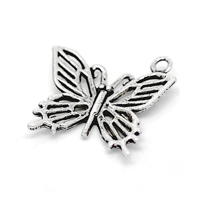 Berlock, fjäril, antiksilver, 19x16mm, 5st