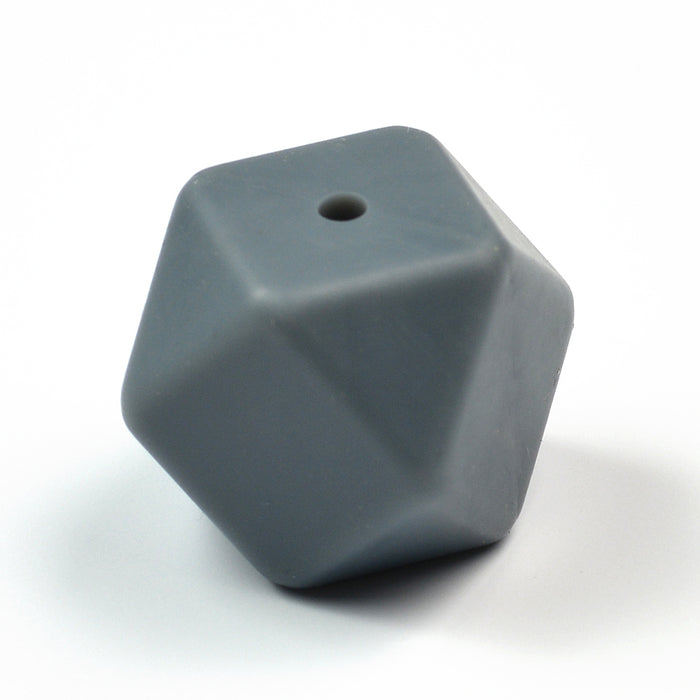 Kantig silikonpärla, mörkgrå, 18mm