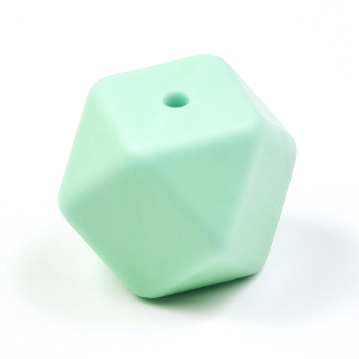 Kantig silikonpärla, mint, 18mm