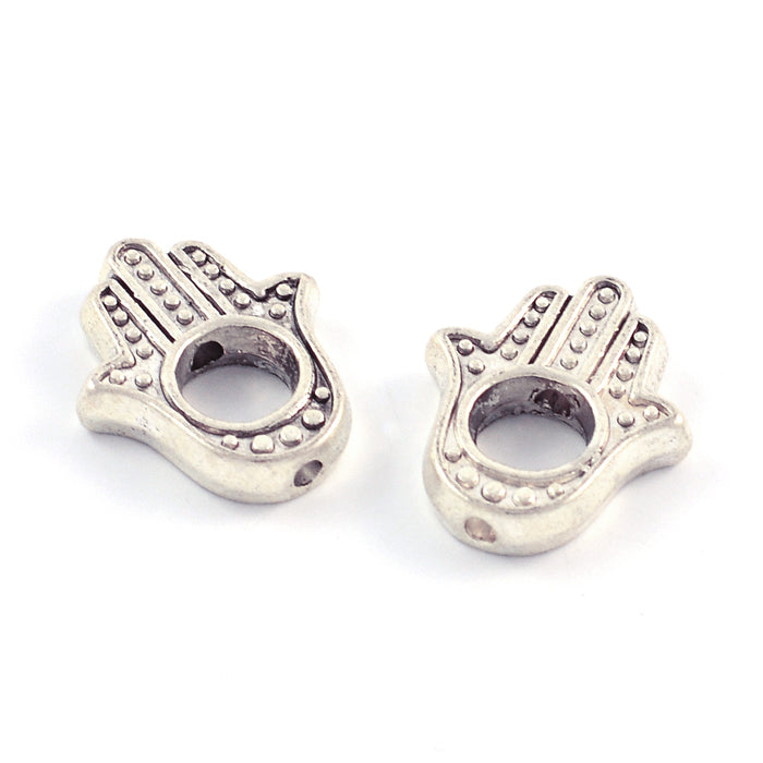 Metallpärlor, Hamsas hand, antiksilver, 13x15mm, 10st