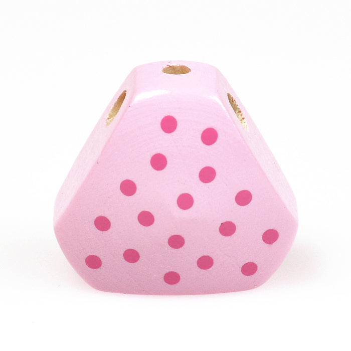Trekantig träkropp, ljusrosa med rosa prickar
