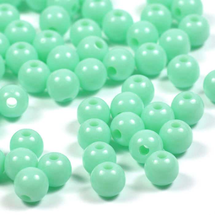 Runda akrylpärlor, mint, 6mm, 300st