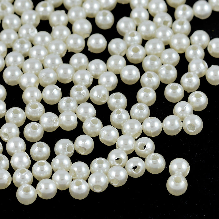 Pärlimitation i akryl, 4mm, ivory, 600st