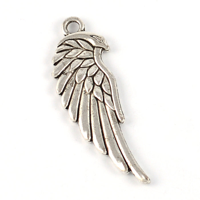 Berlock, vinge, antiksilver, 11x30mm, 10st
