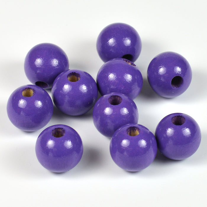 Träpärlor, 12mm, lila, 35st