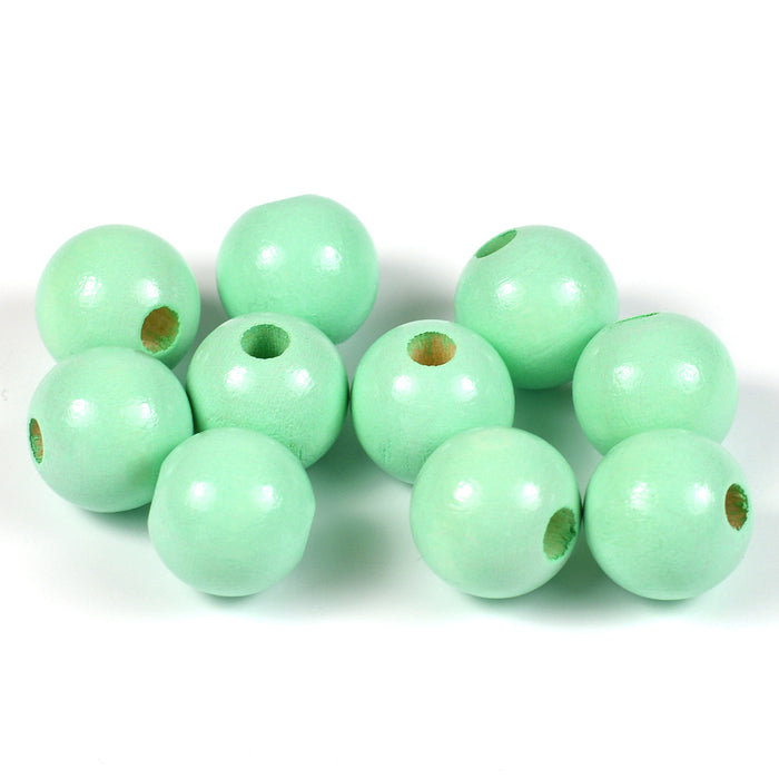 Träpärlor, 12mm, mint, 35st