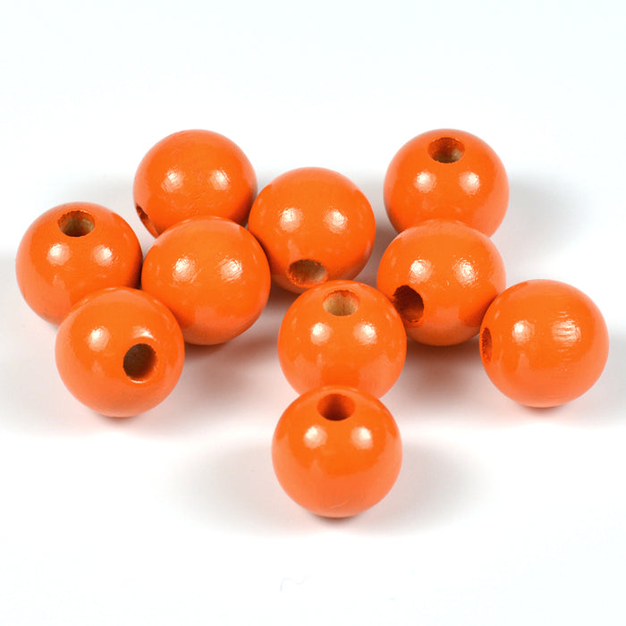 Träpärlor, 12mm, orange, 35st