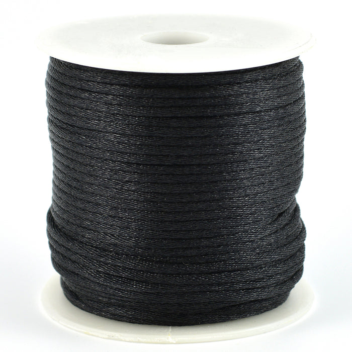 Satinsnöre, svart, 1,5mm