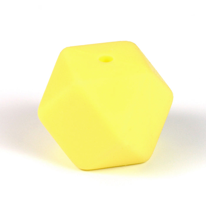 Kantig silikonpärla, pastellgul, 18mm