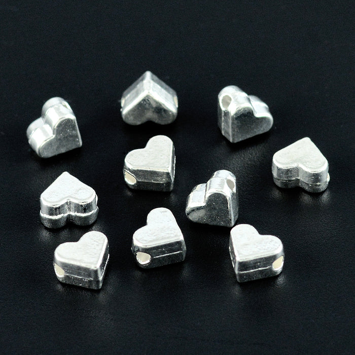 Metallpärlor, hjärtan, silver, 8mm, 25st