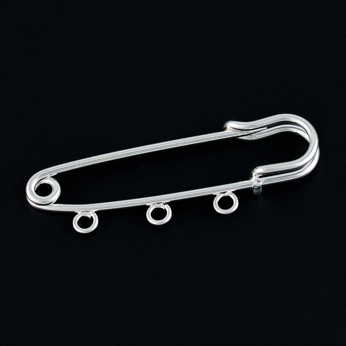 Kiltnål med 3 öglor, silver, 50mm, 1st