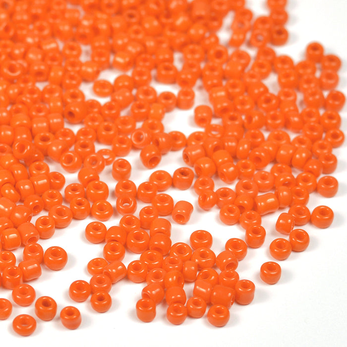 Seed Beads, 2mm, opak orange, 30g