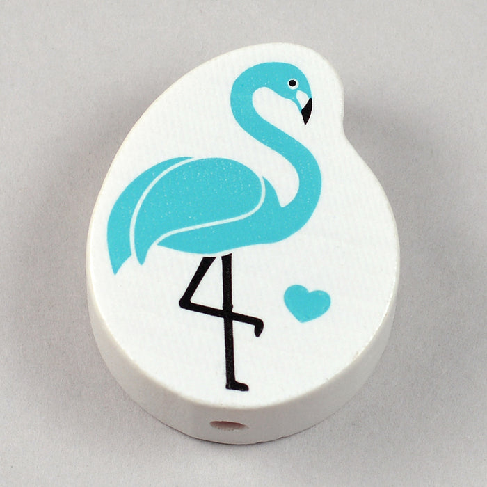 Motivpärla i trä, flamingo