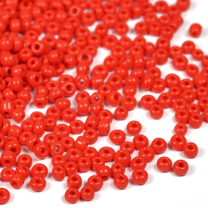 Seed Beads, 2mm, opak röd, 30g