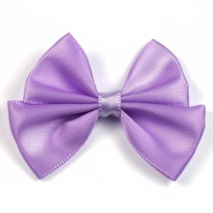 Dubbel rosett av sidenband, 55mm, lavendel