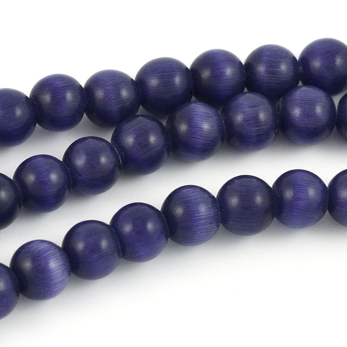 Cat eye glaspärlor, indigo, 6mm