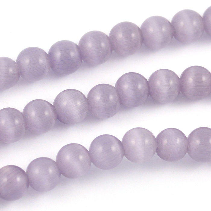 Cat eye glaspärlor, lavendel, 6mm