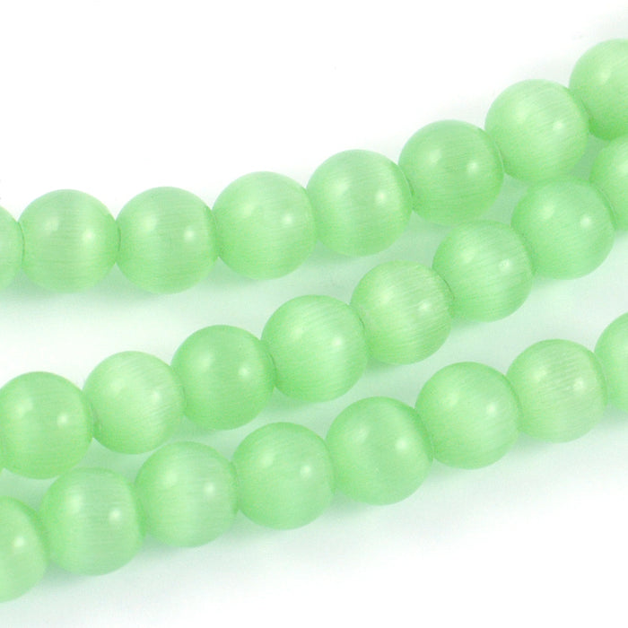Cat eye glaspärlor, mint, 6mm