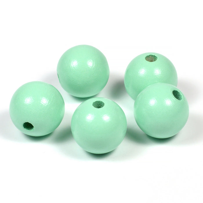 Träpärlor, 20mm, mint, 10st