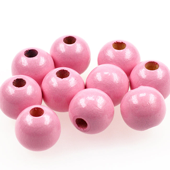 Träpärlor, 15mm, rosa, 20st