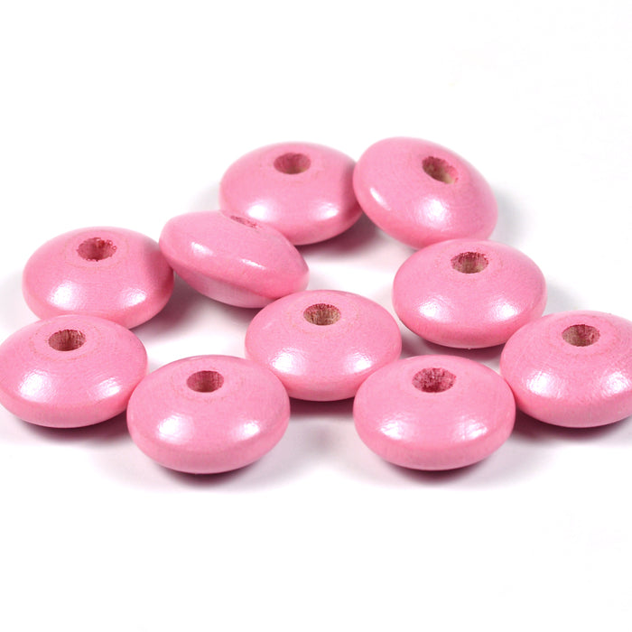 Stora trälinser, rosa, 40st
