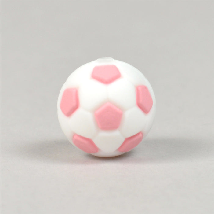 Rund silikonpärla, fotboll, 15mm