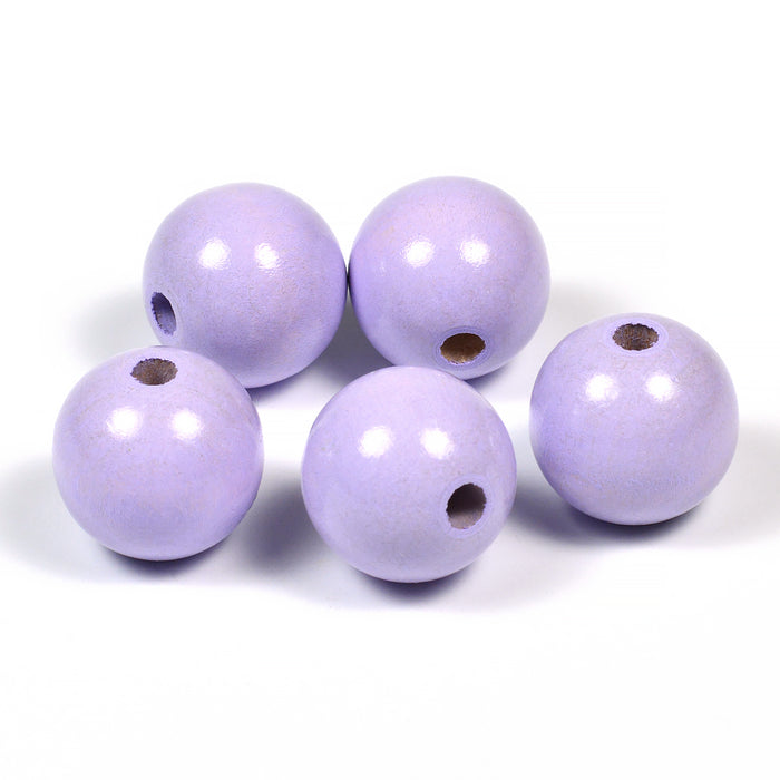 Träpärlor, 20mm, lavendel, 10st