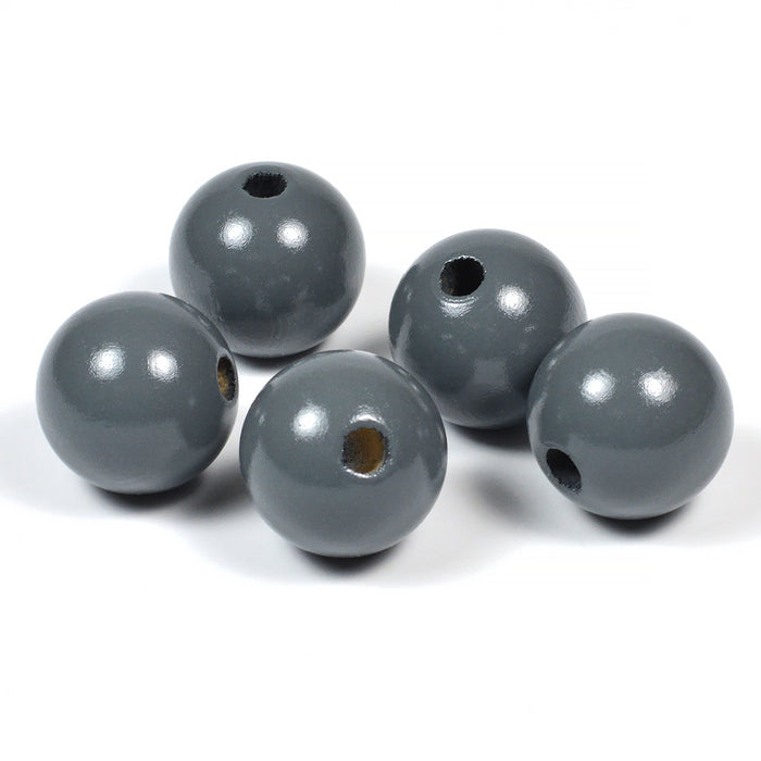 Träpärlor, 20mm, mörkgrå, 10st