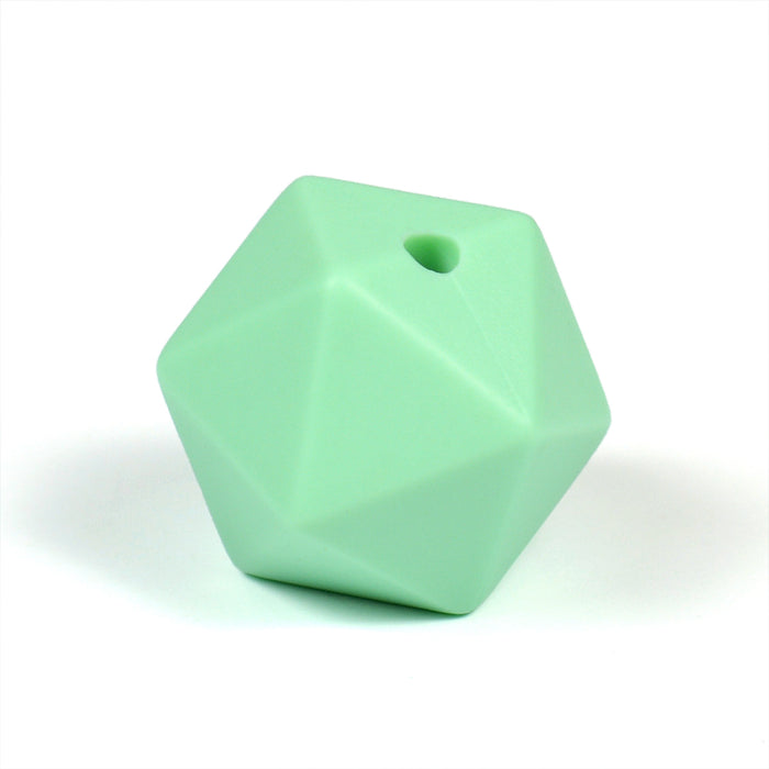 Kantig silikonpärla, mint, 16mm
