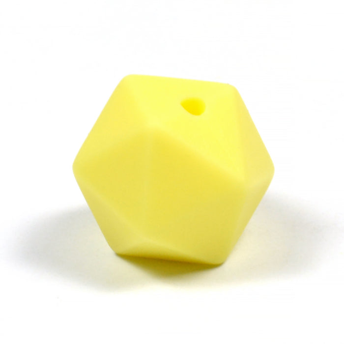 Kantig silikonpärla, pastellgul, 16mm