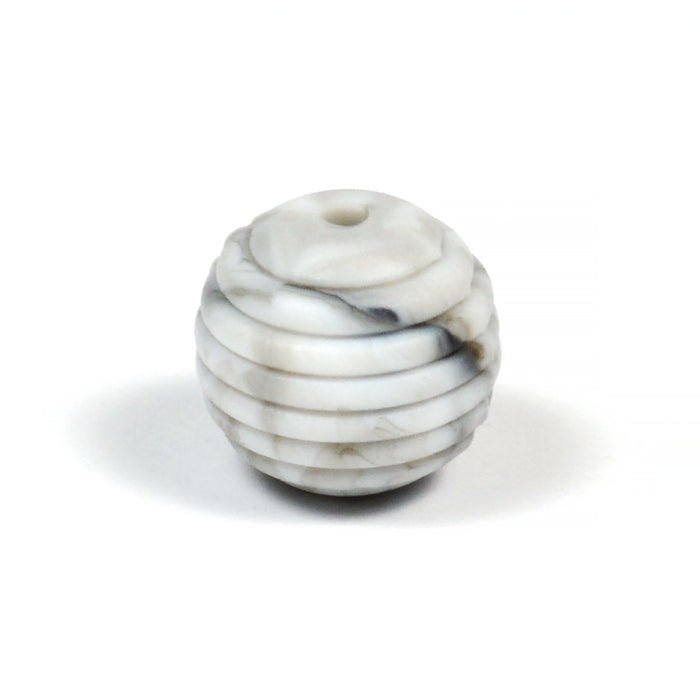Räfflad silikonpärla, marmor, 15mm