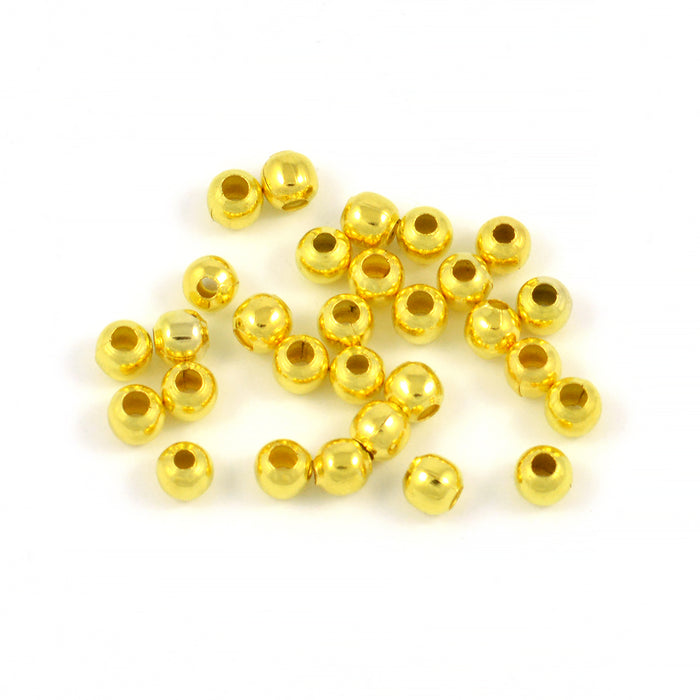 Runda metallpärlor, guld, 4mm, 100st