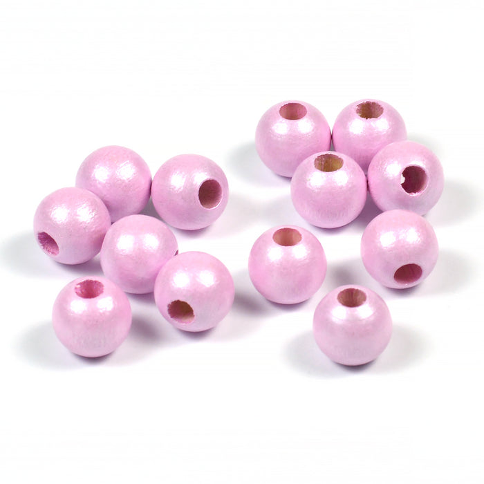 Träpärlor, 8mm, pärlemor-ljusrosa, 60st