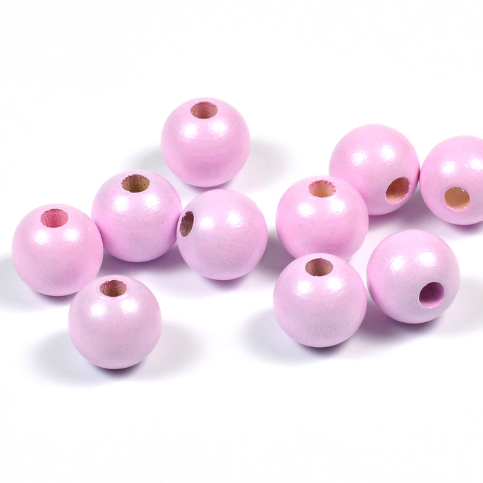 Träpärlor, 10mm, pärlemor-ljusrosa, 50st