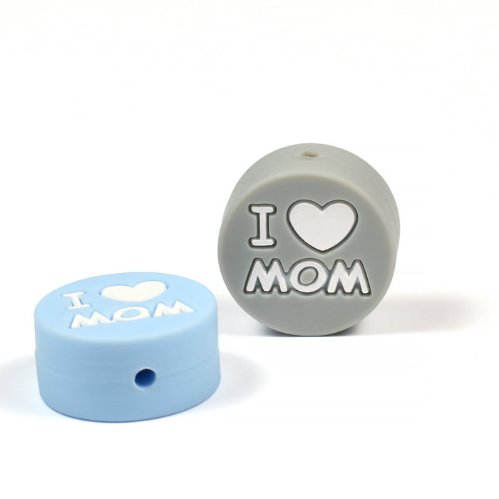 Motivpärla i silikon, "I love MOM"