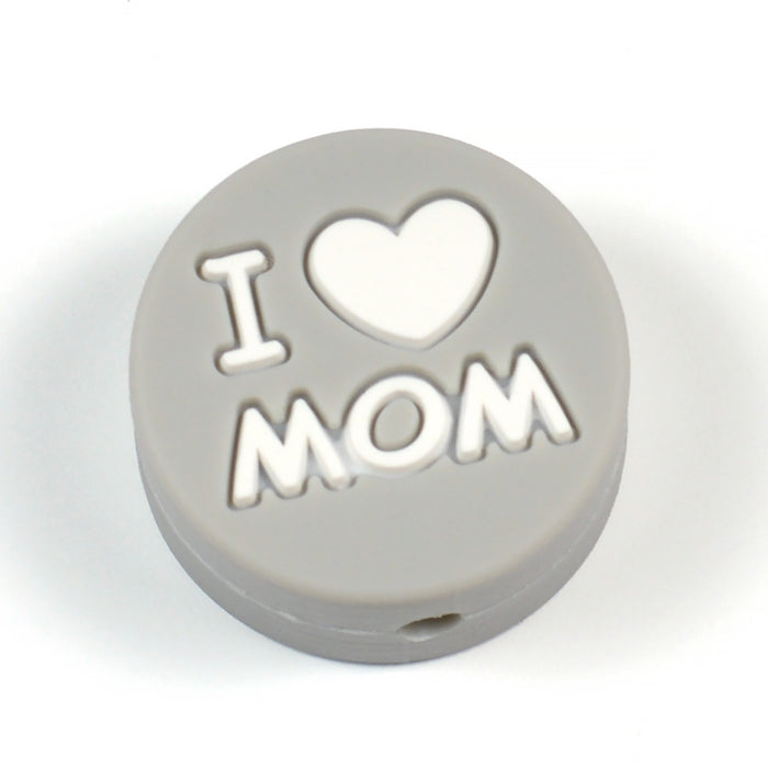 Motivpärla i silikon, "I love MOM"