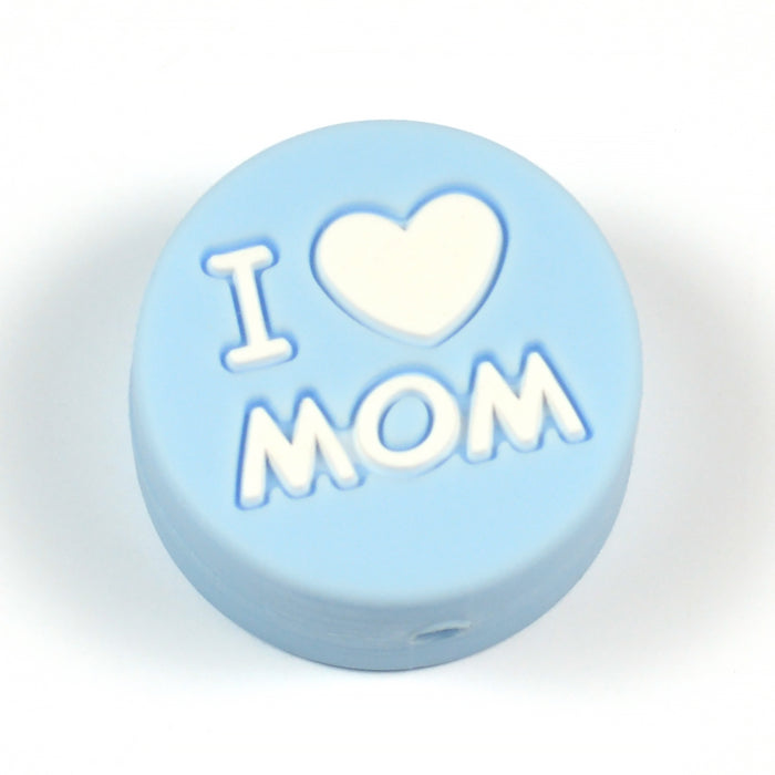 Motivpärla i silikon, "I love MOM"