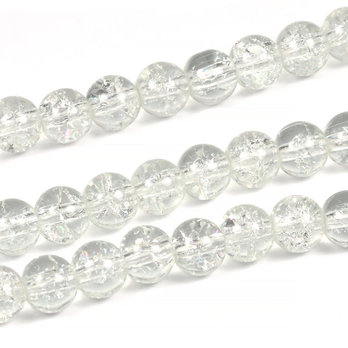 Krackelerade glaspärlor, klar, 6mm
