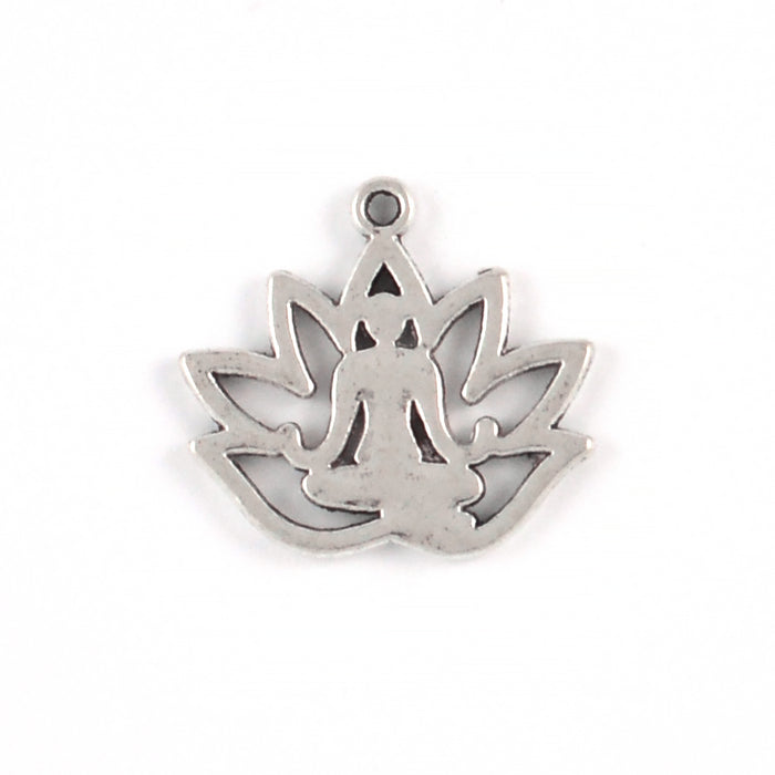 Berlock, lotus "yoga", antiksilver, 18x16mm, 10st