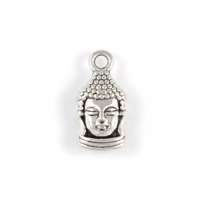 Berlock, Buddha huvud, antiksilver, 8x16mm, 10st