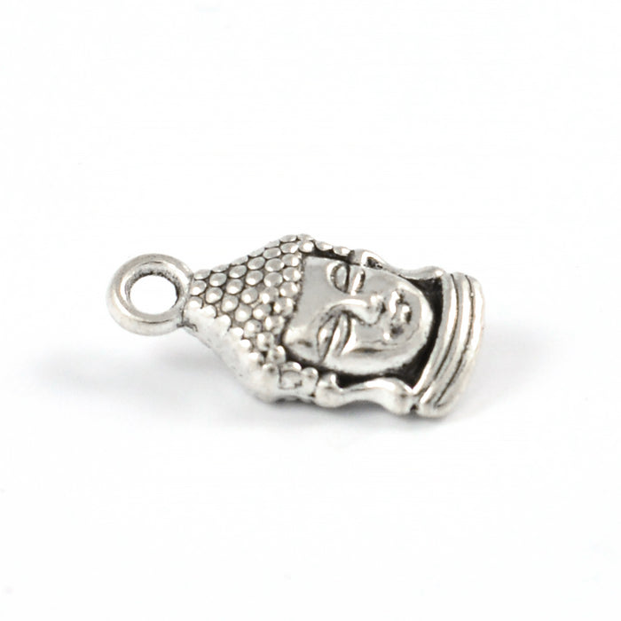 Berlock, Buddha huvud, antiksilver, 8x16mm, 10st