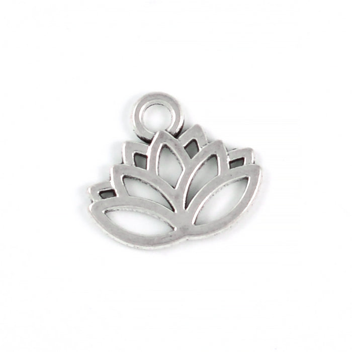 Berlock, lotus, antiksilver, 17x15mm, 10st