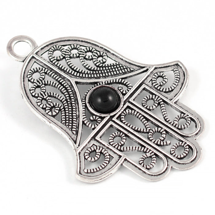 Berlock, stor Hamsas hand, antiksilver, 48x65mm, 1st