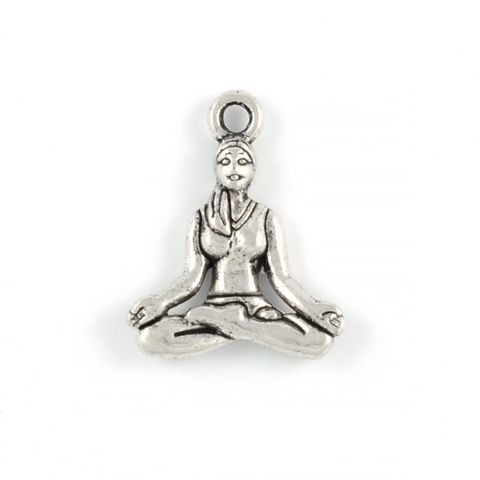 Berlock, yoga kvinna, antiksilver, 16x20mm, 5st