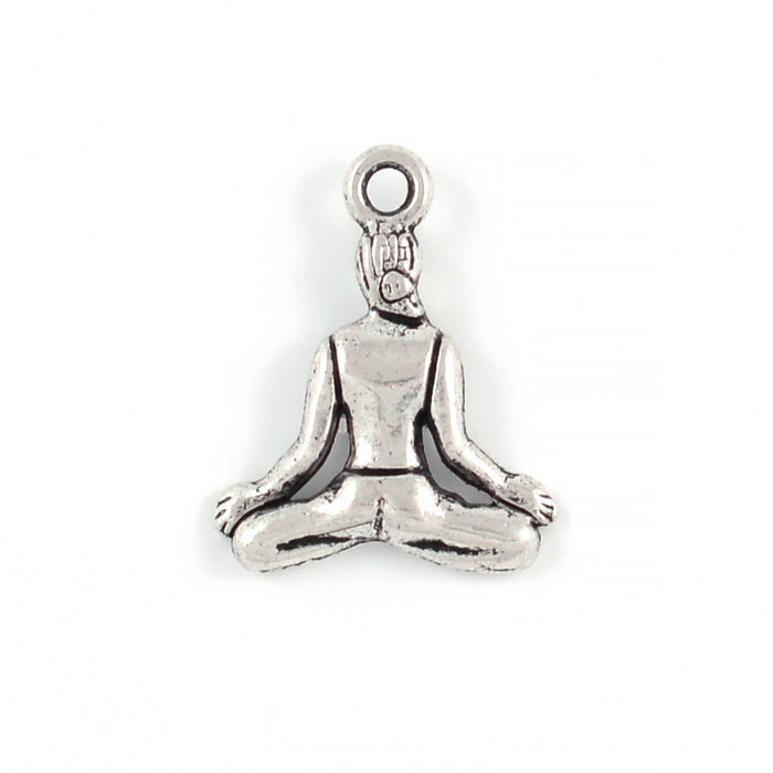 Berlock, yoga kvinna, antiksilver, 16x20mm, 5st