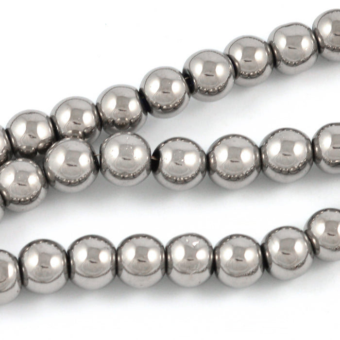 Elektropläterade glaspärlor, silver, 6mm