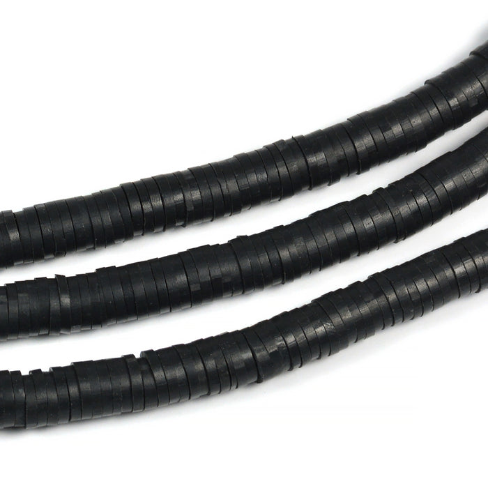 Heishi pärlor, svart, 6x1mm