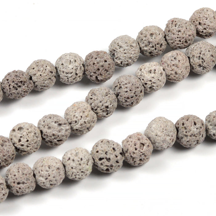 Lava pärlor, ljusgrå, 6mm